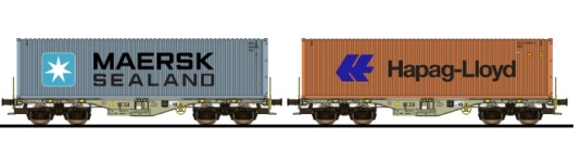ESU 36604 - H0 - 2-tlg. Set Containertragwagen Maersk Sealand/Hapag Lloyd, AAEC, Ep. VI